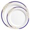 Smarty Had A Party White w/Blue and Gold Harmony Rim Plastic Dinnerware Set (120 Dinner Plates+120 Salad Plates), 240PK 600VP-CASE - alternate 3
